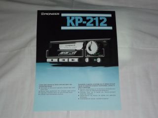 Pioneer KP 212 Cassette Car Stereo Original Catalog / Brochure X Rare