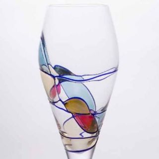 CHAMPAGNE FLUTES Lead Free Crystal Hand Blown Painted 24K Gold 