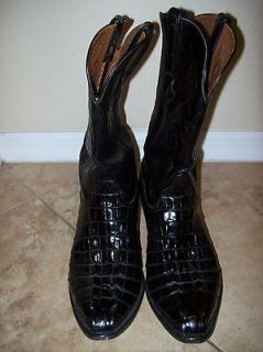 lucchese black alligator hornback tailcut cowboy boots 9d