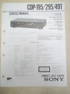 sony service repair manual cdp 195 295 491 cd player