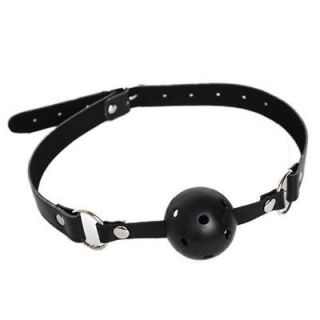 leather harness mouth black ball gag costume breathable from hong