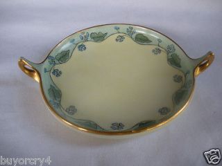 ANTIQUE ROSENTHAL ~ BAVARIA 2 HANDLED PLATE/BOWL with FLOWERS and GOLD
