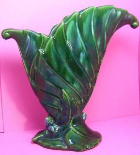 NANAS Vintage Royal Haeger Double Leaf Green Vase #R 301 9