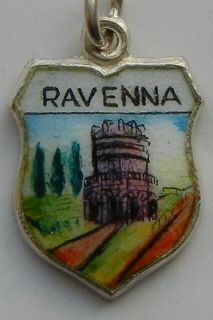 ravenna italy silver enamel travel shield charm 