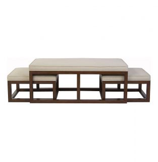 Chatham Contemporary Port Brown Coffee Table with Nesting Stools