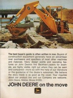 1972 john deere backhoe tracto r moline il vintage ad