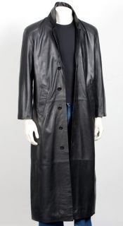 mens leather full length matrix coat black nappa more options