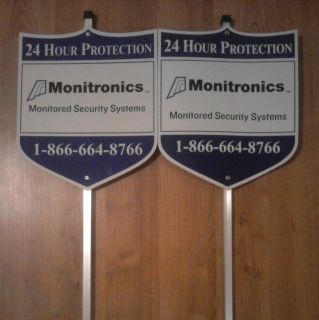 AUTHENTIC MONITRONICS SECURITY ALARM SYSTEM YARD SIGNS & 18 WINDOW 