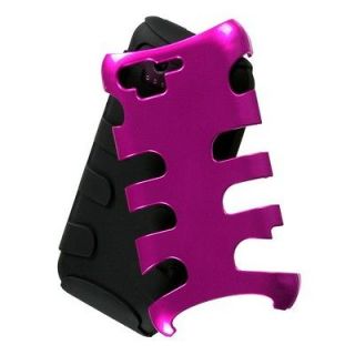 For HTC Rhyme Hot Pink/Black Hybrid Hard/Rubber Armor Skin Case Phone 