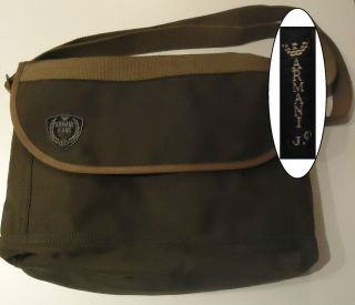 NWT $150.00 Armani Jeans by Armani Messenger Bag in Olive Green