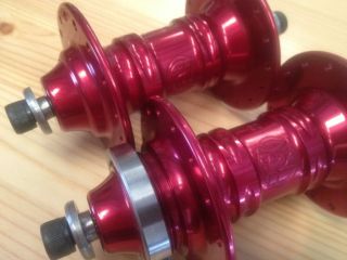 profile racing track hub set double fixed 32h red time