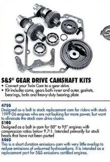 1999 2006 HARLEY S&S .510 510G COMPLETE GEAR DRIVE CAM KIT   MUST SELL 