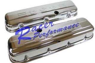 chrome steel bb chevy short valve covers with 454 logo