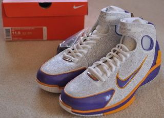 DS Authentic Nike Zoom Huarache 2K4 Kobe Laser White/Purple/Gold, Mens 