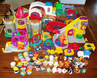 Huge Lot of Fisher Price Little People Figures,Zoo,Castle,Barn Daycare 