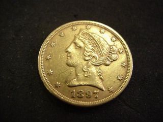 1897 $ 5 liberty head eagle gold piece extra fine