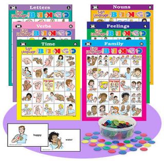 Super Duper Sign Language Fun Educational Bingo Game with Chips