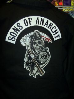 SONS OF ANARCHY WOMENS REAPER PATCH EMBROIDERED UNLINED ZIP UP JACKET 