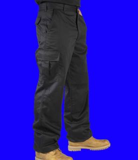 Mens Cargo Work Trousers With Knee Pad Pockets Black or Navy Size 28 