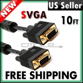10FT VGA SVGA Monitor M M Male / Male HD 15 Extension Cable Laptop LCD 