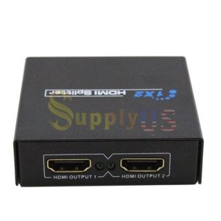 New 2 Port 1x2 1080p HDMI Splitter Amplifier Switch Box Hub 1 Input 2 
