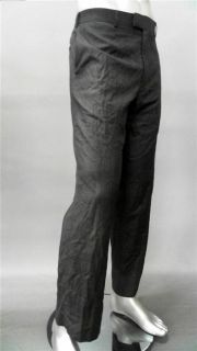 ist Mens 34 Flat Front Dress Pants Dark Gray Solid Slacks Designer 