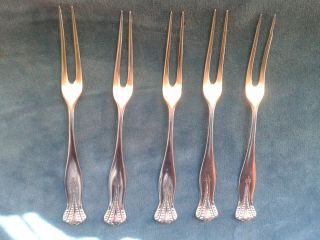 Sterling Silver Cocktail Fork Set 2 Prong Antique Unknown Maker