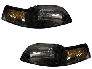 Ford Mustang Smoked Headlights Lamps Pair 99 04 Nice