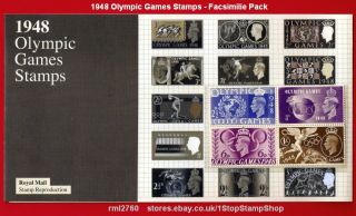 2012 LONDON 1948 OLYMPIC STAMPS REPRODUCTION FACSIMILIE PACK