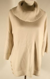 Ivory Sweater WOMENS Sz L open Shawl Collar LUXE 360 Wide Sleeves 