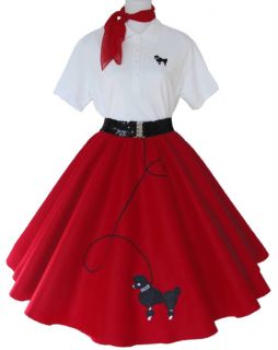 Piece 50s Poodle Skirt Outfit Size Medium Red