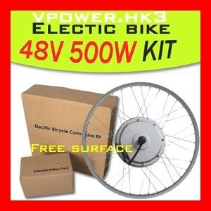 48V 500W 26 Front Wheel Electric Bicycle Motor Kit Cycling Conversion 