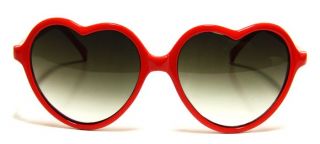   Vintage Style Hearts Womens Shades Red Frame Black Lens Sunglasses