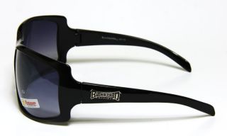   Biohazard Large Oversized Wrap Sunglasses Black Frame Light Lens 10206