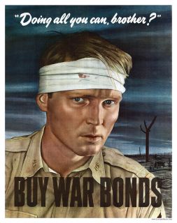 WWII World War Doing All You Can US War Bonds Poster