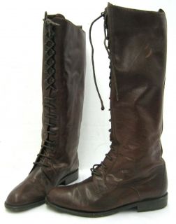 Women Brown Leather Italy Made Riding Boots Size 38 7 5