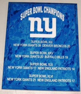 New York Giants Super Bowl Championship Plaque