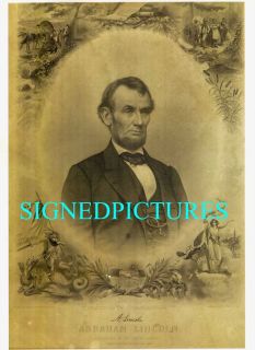 Abraham Lincoln Signed Autographed Old Portrait Print