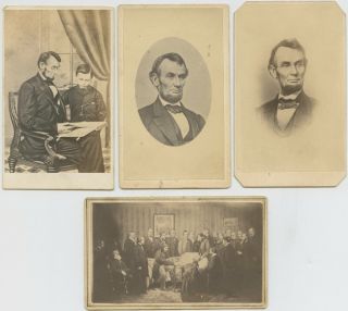 President Abraham Lincoln CDV Group Reading to Tad Portraits Deathbed 