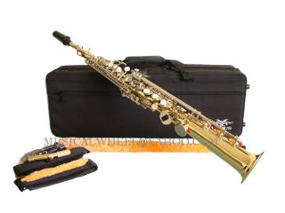 Soprano Saxophone Sax Gold Lacquer Nickel Keys