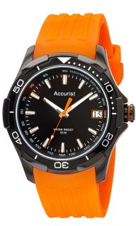 Accurist MS861BO Watch Orange Silicon Strap Date 50M 3 Year Warranty 