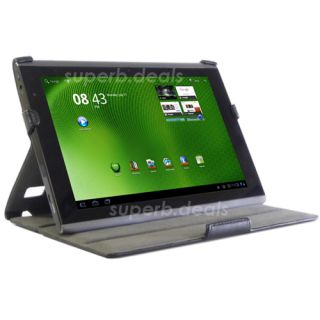 New Slim Leather Case Cover Stand for Acer Iconia Tab A500 A501 Black 