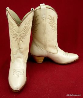 Vintage USA Made Acme Cream Ankle Shorty Phoenix Wings Cowboy Boots 