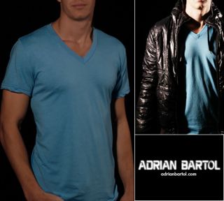 Adrian BARTOL Sky Blue Mens V Neck T Shirt XL 27 99 MSRP US Seller 
