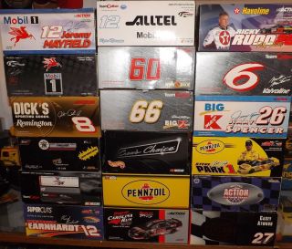 HUGE LOT ACTION NASCAR 1 24 ALL WITH THEIR BOXES GREAT FOR RESALE OR 