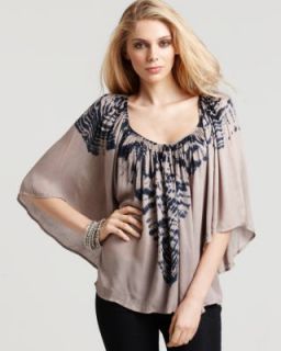 Akiko New Taupe Angel Sleeve Peasant Casual Blouse Top L BHFO