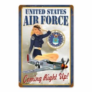 US Air Force Girl Pin Up Vintage Metal Sign