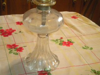 Old Aguila Hecho Por Lux Sa Mty Mex Clear Glass Oil Lamp W Hurricane 
