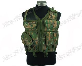 Airsoft Tactical Combat Hunting Vest with Holster Digi Woodland