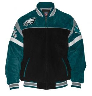 NFL Philadelphia Eagles Suede Jacket with Contrast Lining   Authentic 